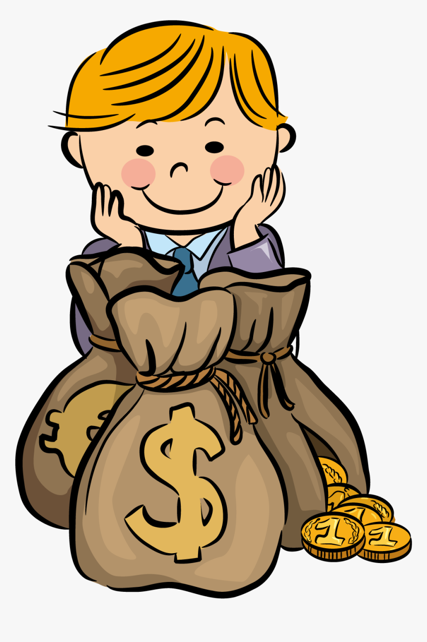 Money, Download, Cartoon, Boy, Toddler Png Image With - Boy With Money Bag, Transparent Png, Free Download