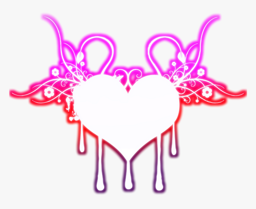 Neon Heart Melting Hearts Pink Orange Purple Love - Coraçao Neon Png, Transparent Png, Free Download