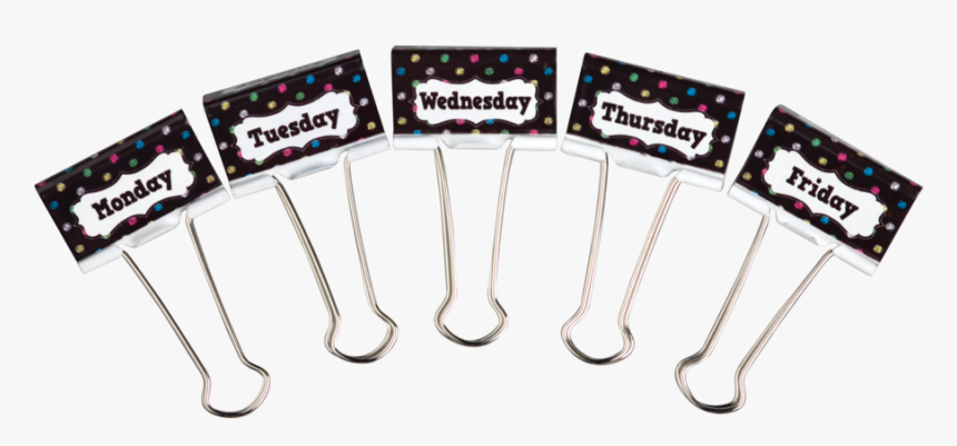 Chalkboard Brights Days Of The Week Large Binder Clips - Cookie Cutter, HD Png Download, Free Download