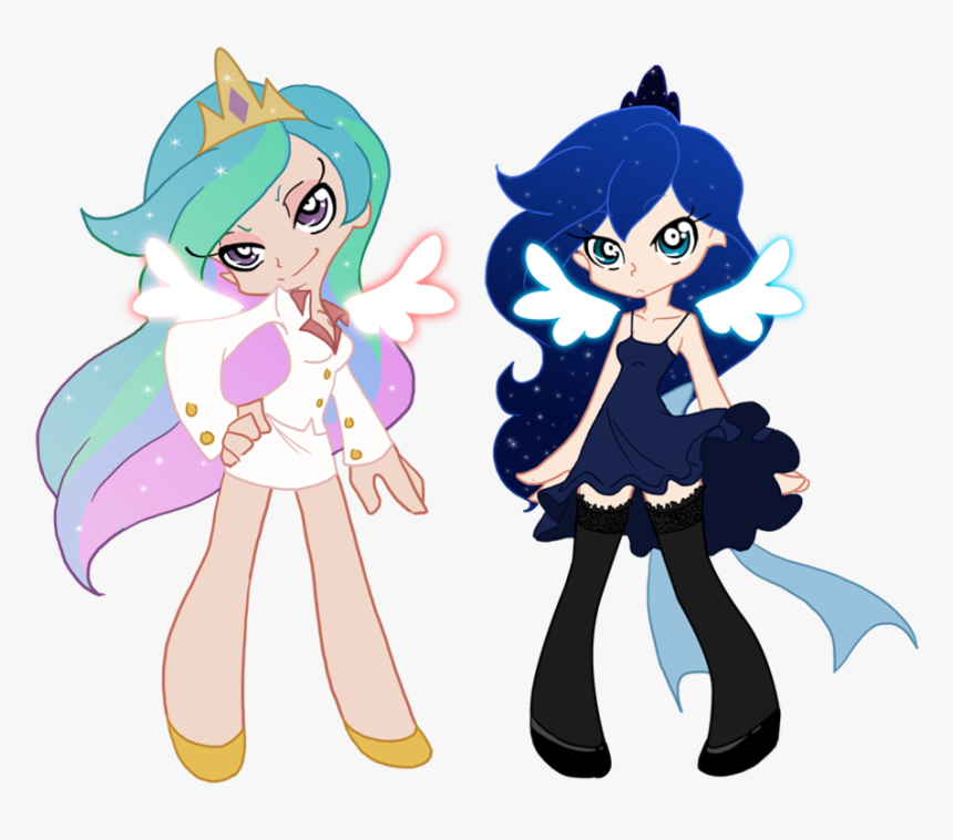 Luna And Celestia By The-orator - Celestia And Luna Panty And Stoking, HD Png Download, Free Download