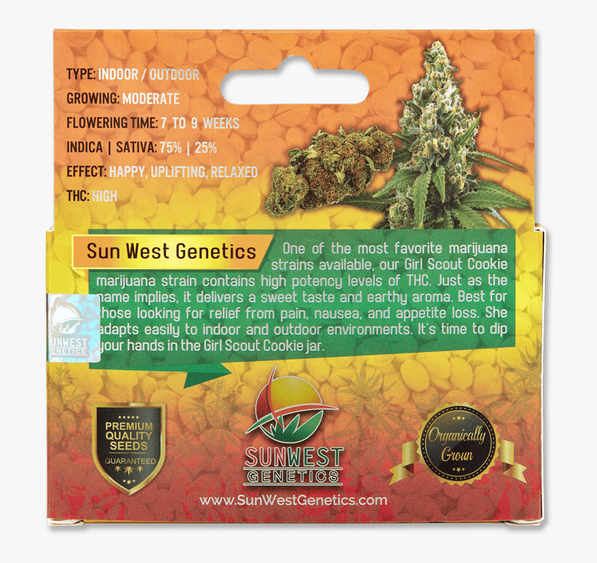 Sunwest Girl Scout Cookies Seeds Back - Kush, HD Png Download, Free Download