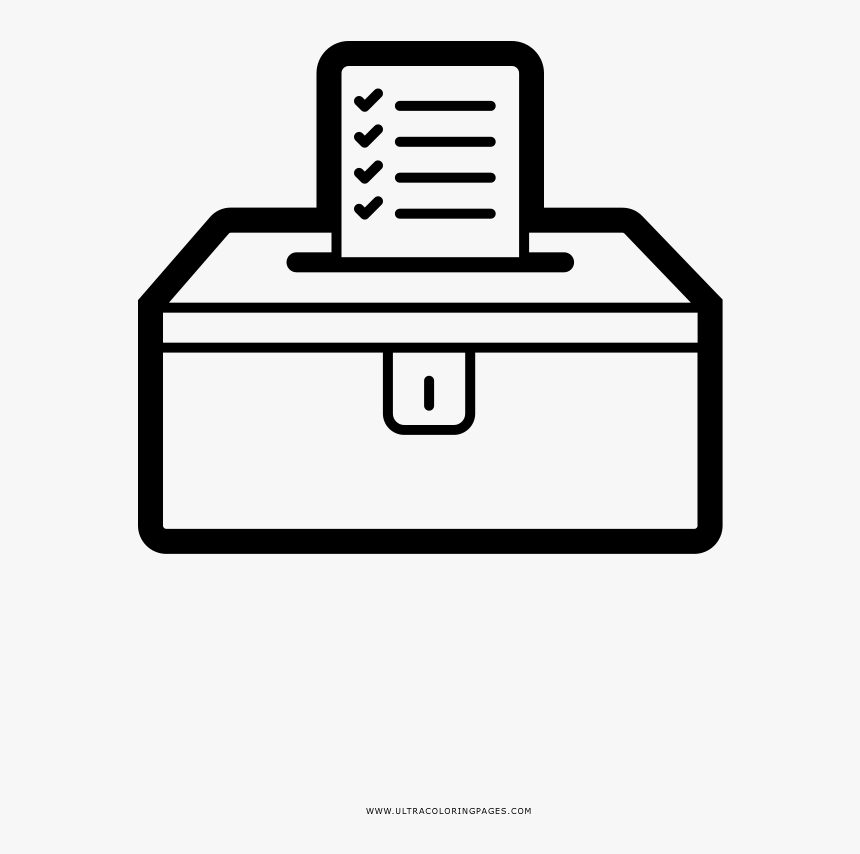 Ballot Box Coloring Page - Line Art, HD Png Download, Free Download