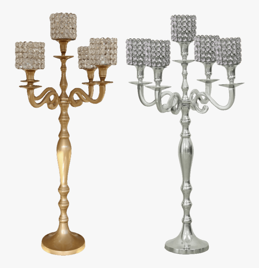 Gold & Silver Candelabra With Crystal Tops - Silver Candelabra Png, Transparent Png, Free Download