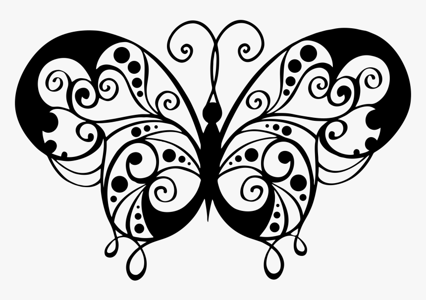 Flourish Butterfly Silhouette Clip Arts - Butterfly Mandala Png, Transparent Png, Free Download