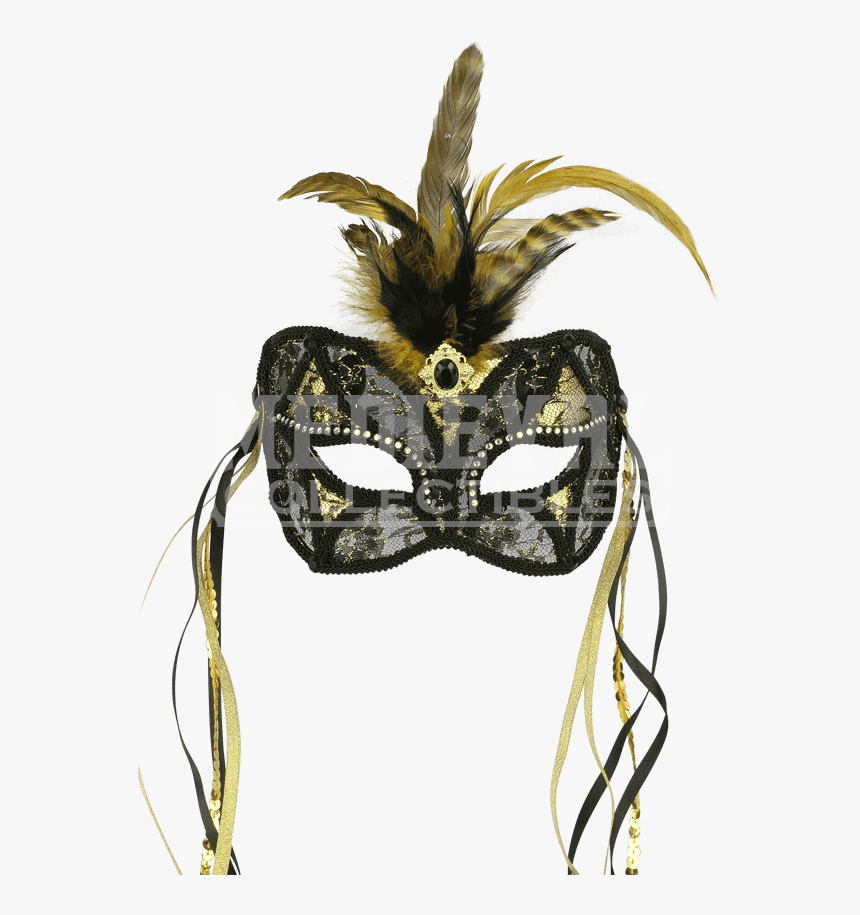 Masquerade Mask Black And Gold Lace , Png Download - Gold Transparent Clip Art Masquerade Mask, Png Download, Free Download