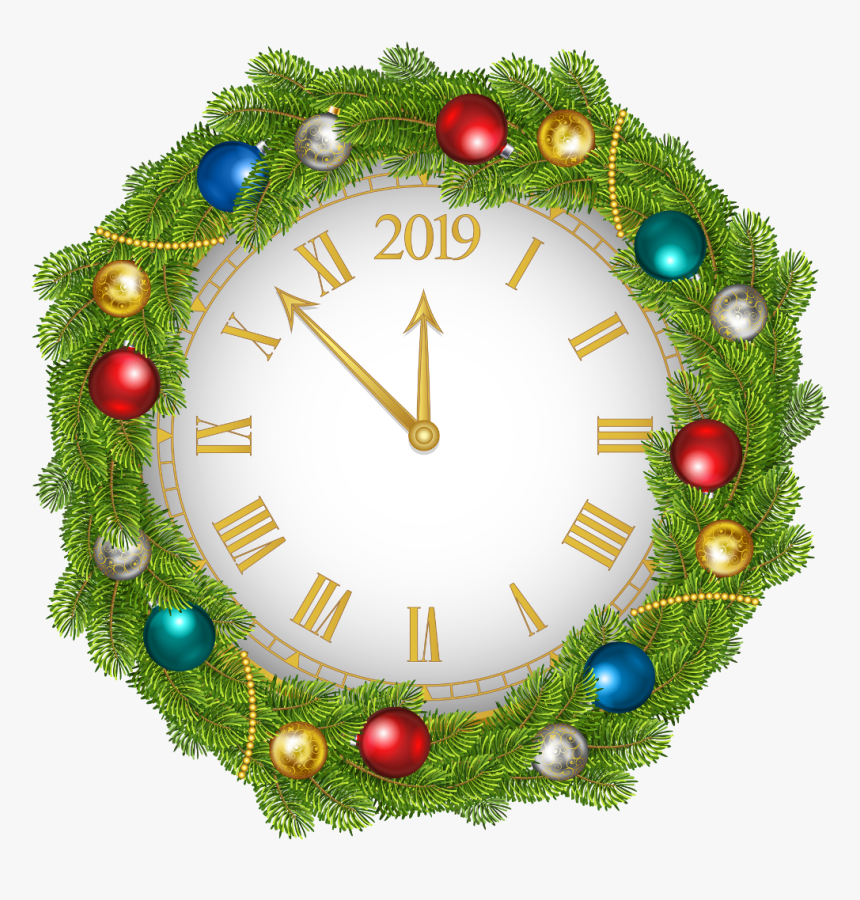 #2019 #newyear #wreath - Clock Clip Art, HD Png Download, Free Download