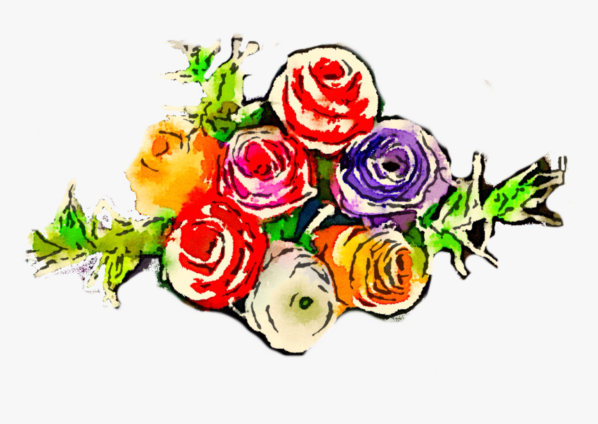 Free Watercolor Png Multi Colored Flowers By Anjelakbm - Garden Roses, Transparent Png, Free Download