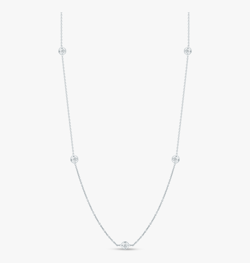 18k White Gold Seven Diamond Station Necklace - Necklace, HD Png Download, Free Download