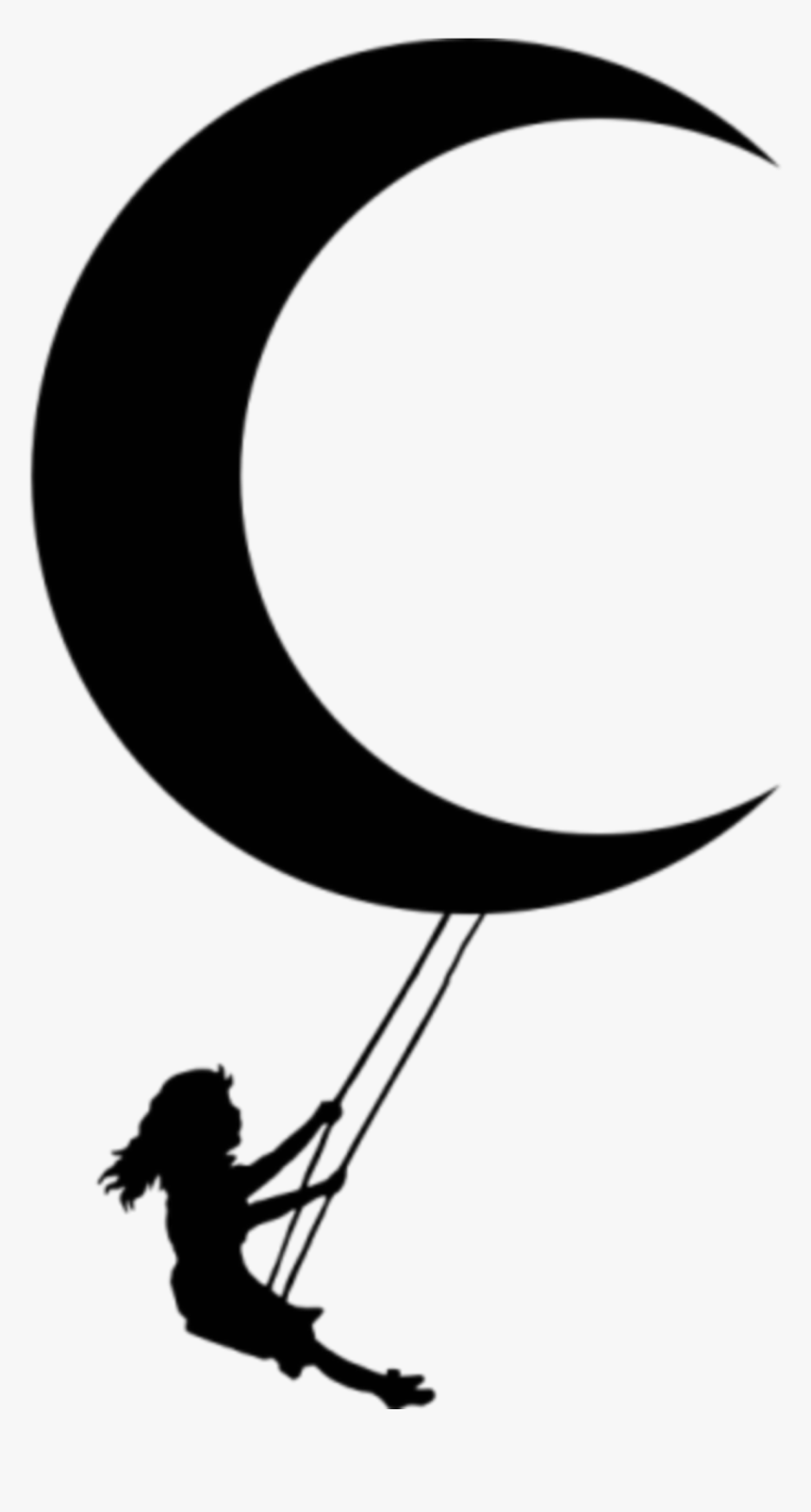 Clip Art Silhouette Girl Illustration Moon - Transparent Girl On Swing Silhouette, HD Png Download, Free Download