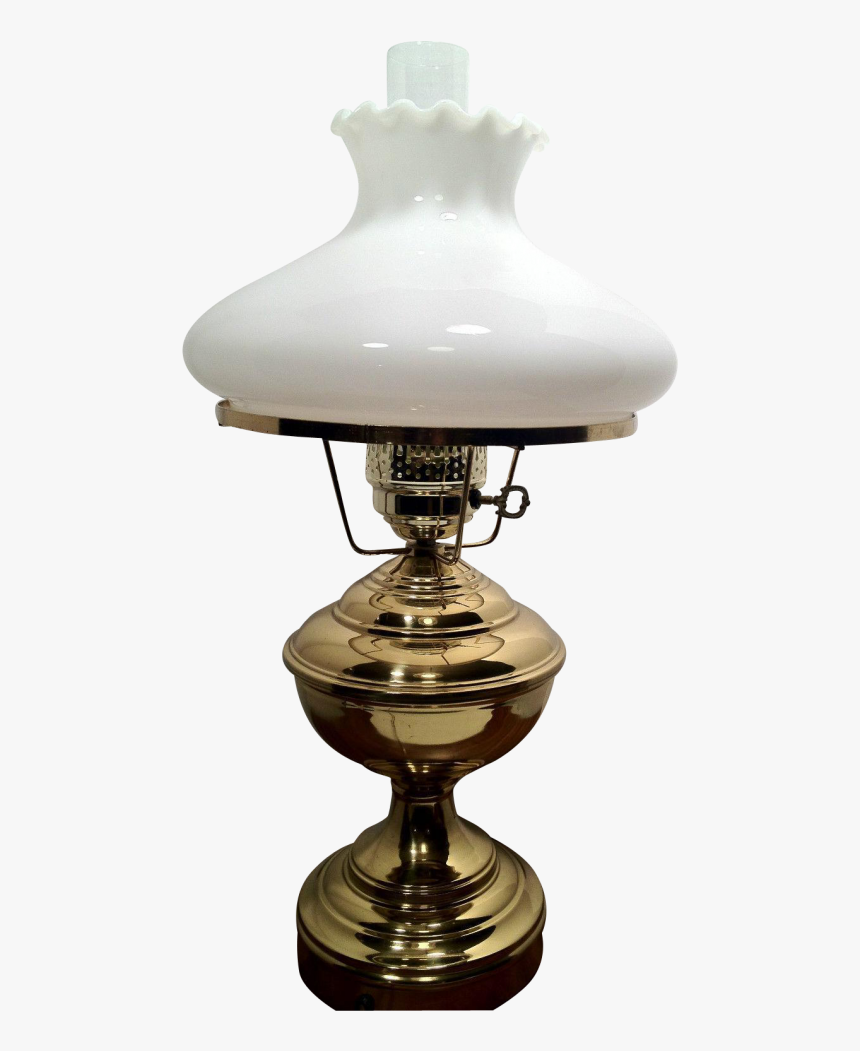 Lamp Brass Electric Table Lamp White Milk Glass Globe - Antique, HD Png Download, Free Download