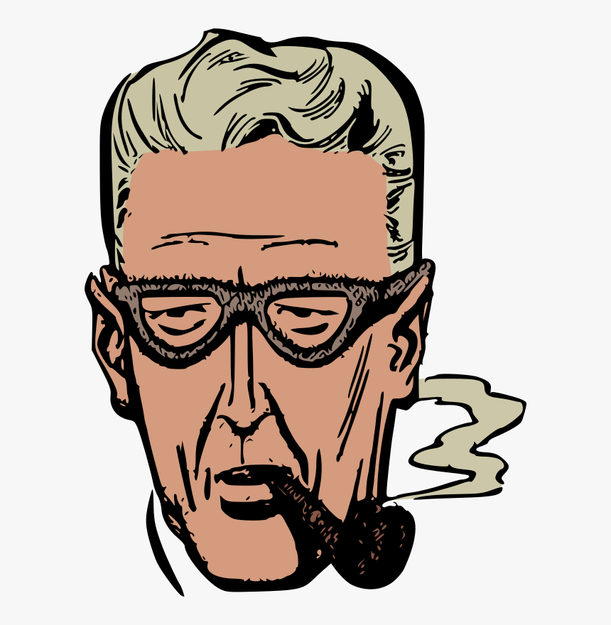 Glasses Smoking Tobacco Pipe Man Face, HD Png Download, Free Download