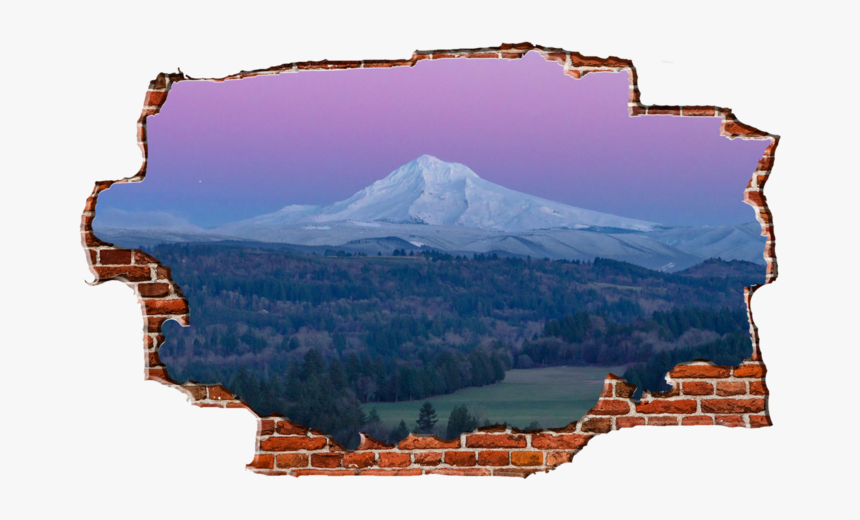 Pink Sky Mountain Peak Breaking Wall Nature - New York City Skyline, HD Png Download, Free Download