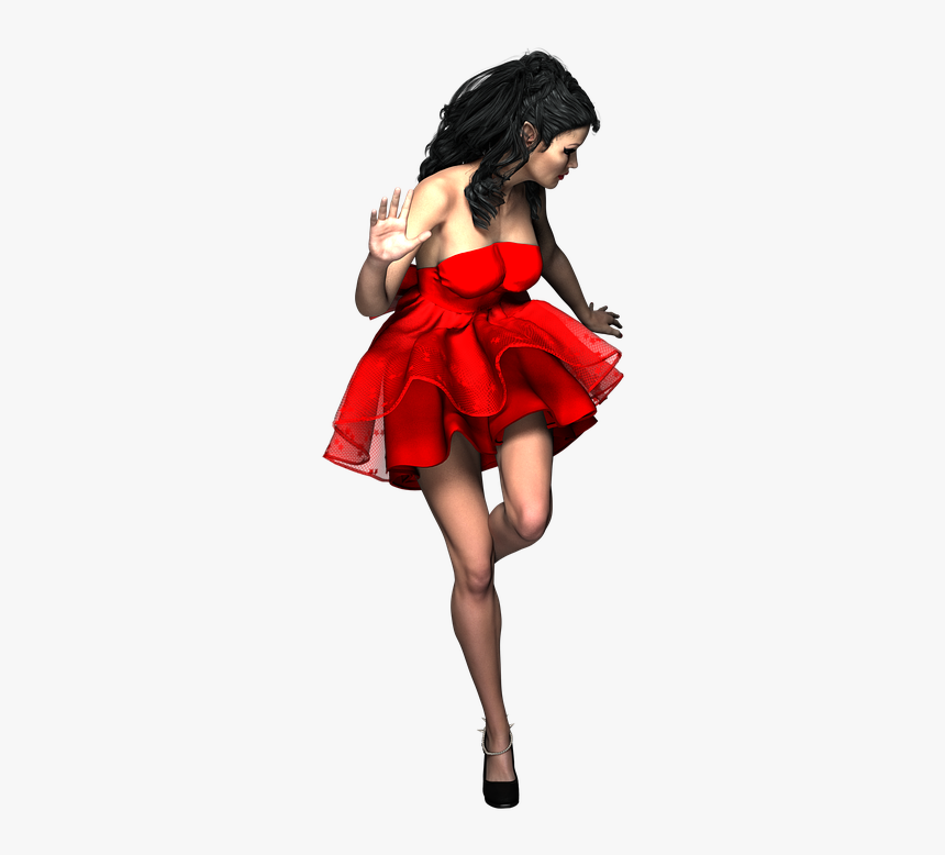 Lady Elf Red Dress Girl Woman Png Image - Black Woman In Red Dress Png, Transparent Png, Free Download