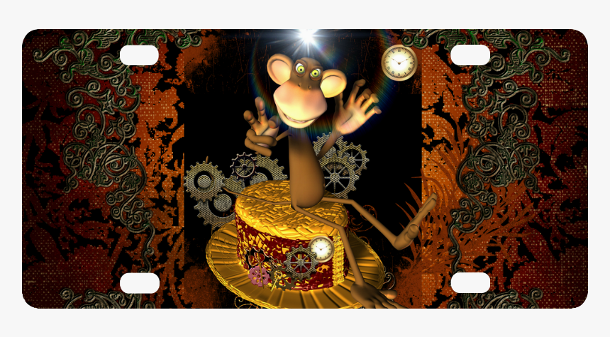 Steampunk, Funny Monkey Classic License Plate - Illustration, HD Png Download, Free Download