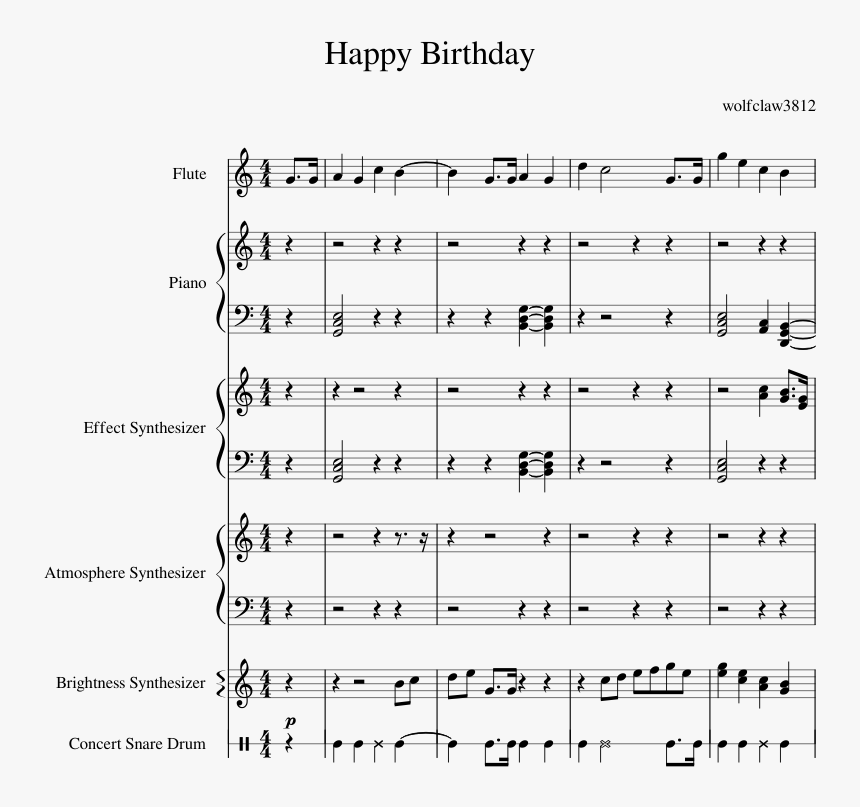 Happy Birthday Creation Sheet Music For Flute, Piano, - Sheet Music, HD Png Download, Free Download