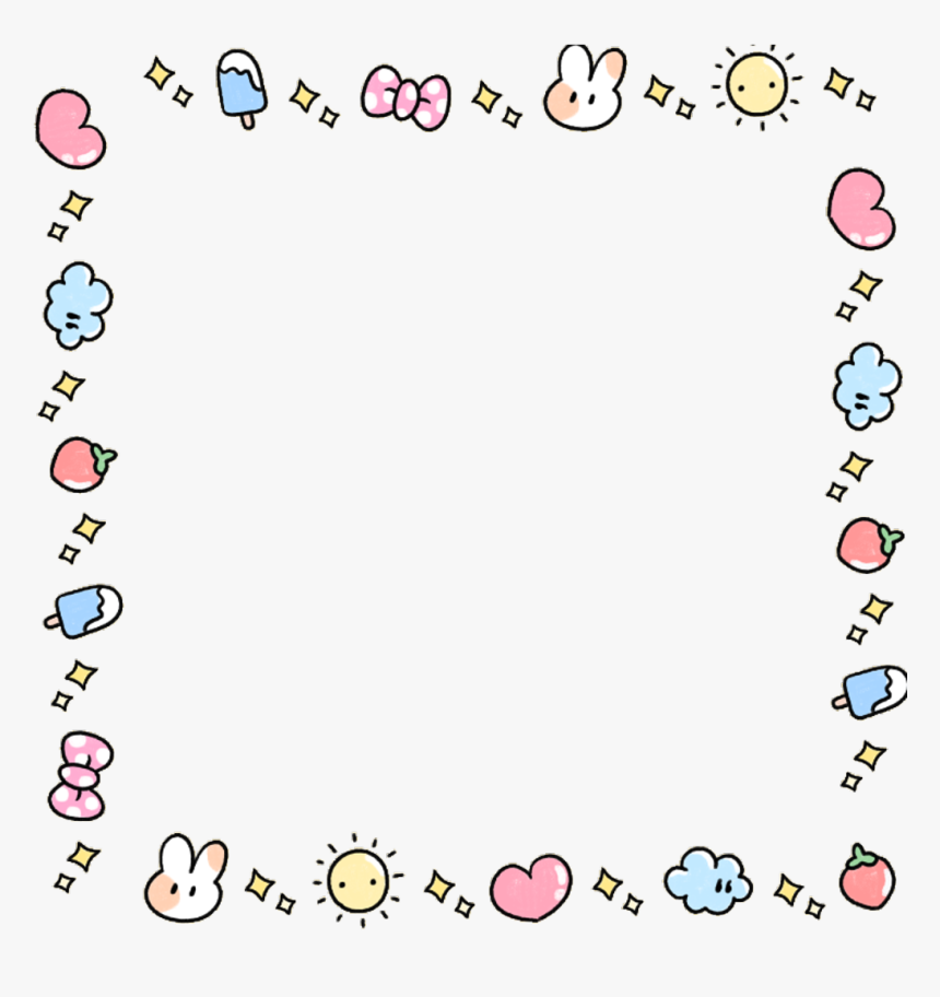 Kawaii Cute Adorable Bunny Pastel Love Heart Frame - Transparent Kawaii Frame Png, Png Download, Free Download