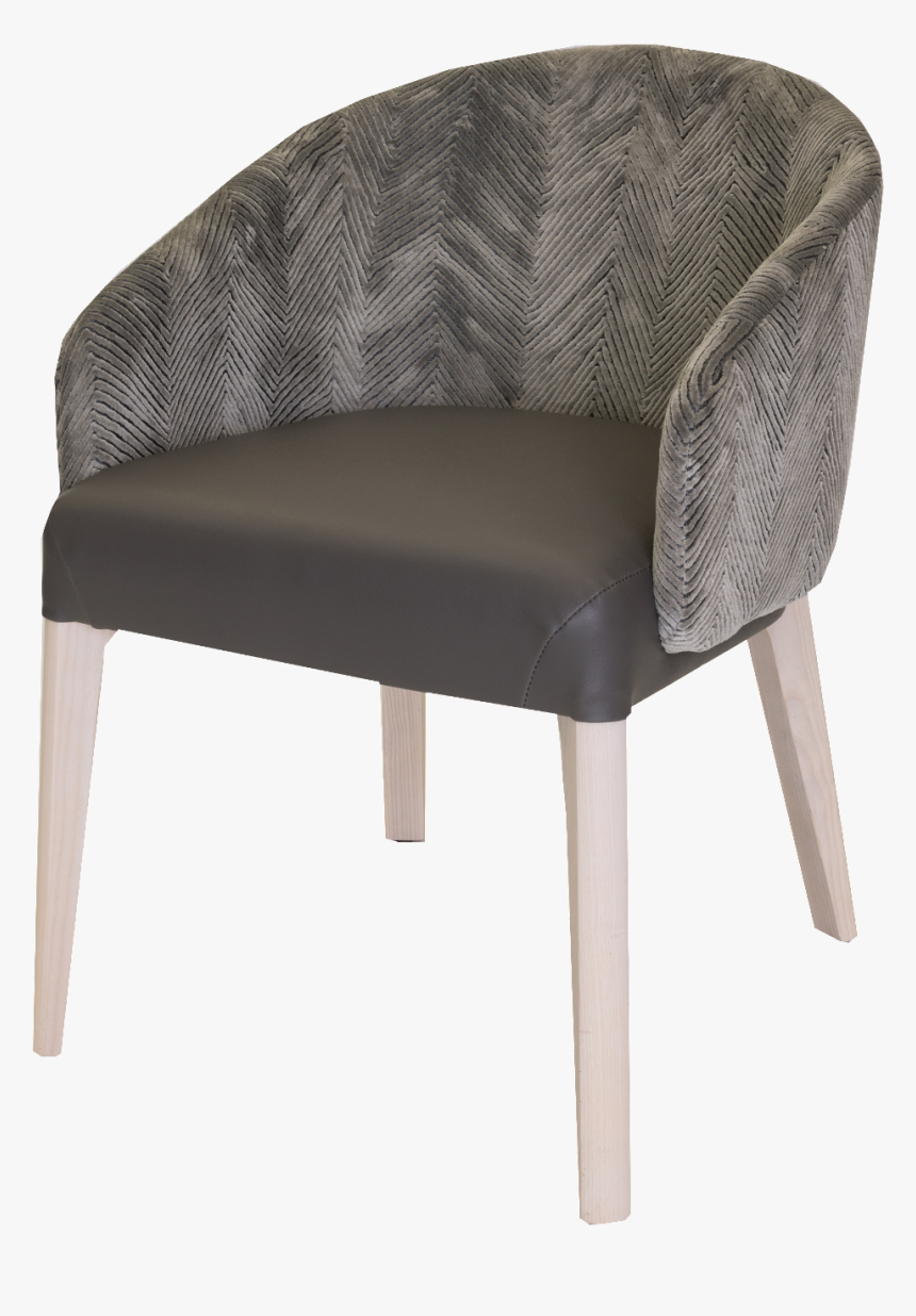 Grey Contrasting Upholstered Tub Style Curved Back - Chair, HD Png Download, Free Download