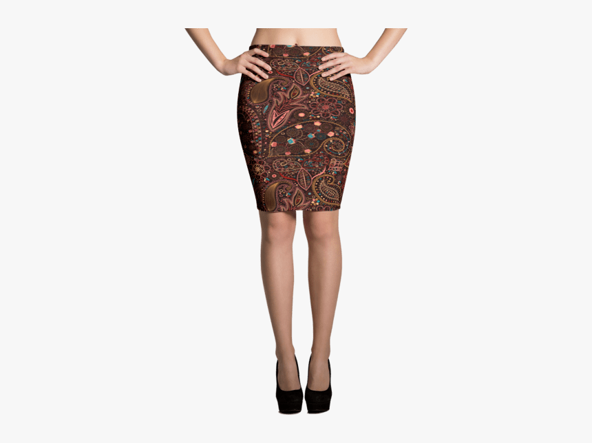Rosy And Golden Floral Print Pencil Skirt - Pencil Skirts, HD Png ...