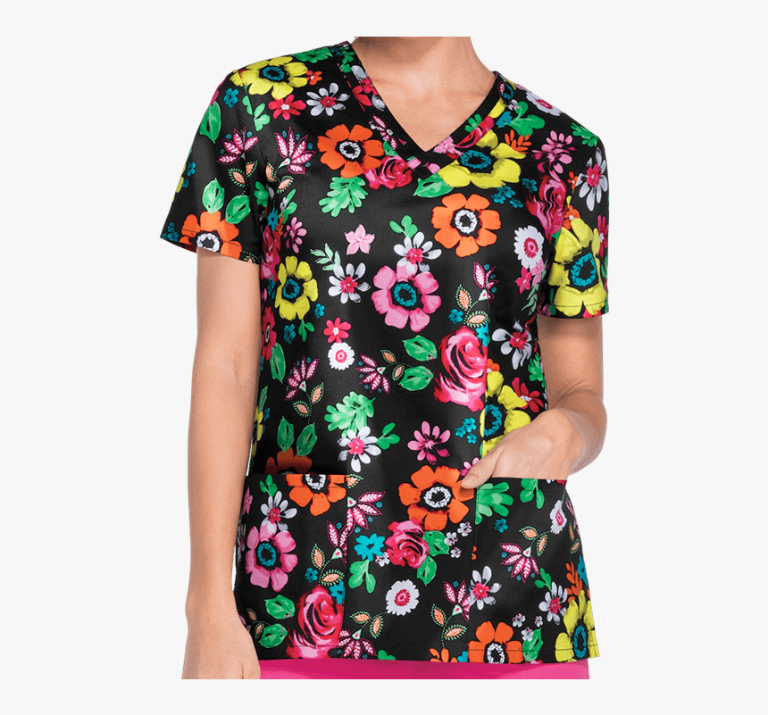 Dickies Eds Flower Festival Print Scrub Top - Active Shirt, HD Png Download, Free Download