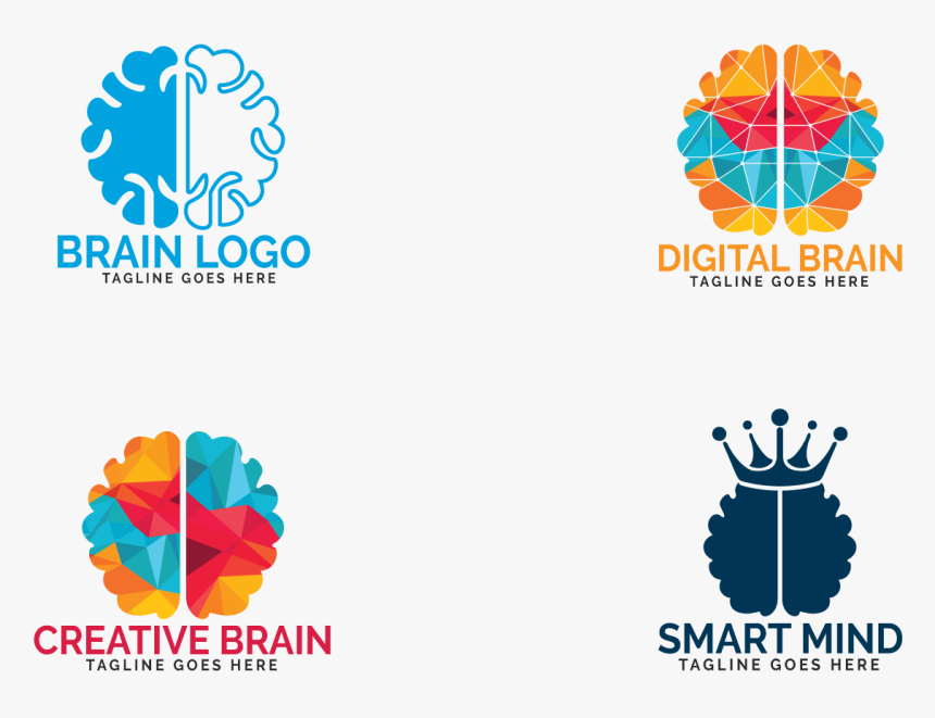 Set Of Brain Logo Design - Brain Logos, HD Png Download, Free Download