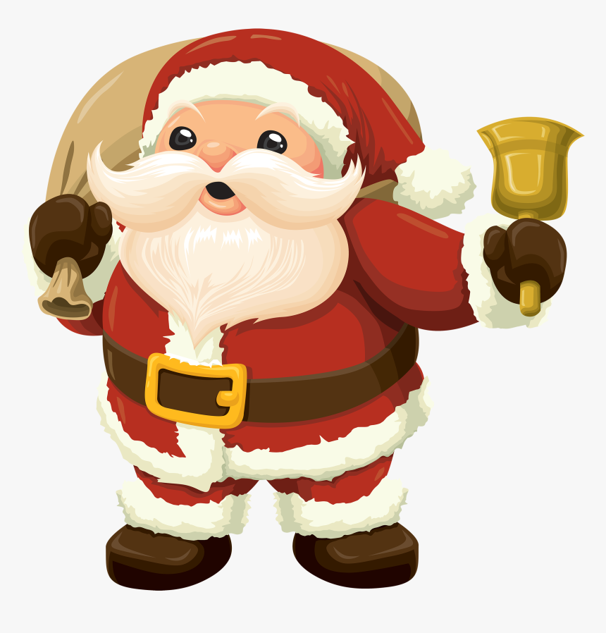 Santa With Bell Png Clipart - Santa Claus Kawaii Png, Transparent Png, Free Download