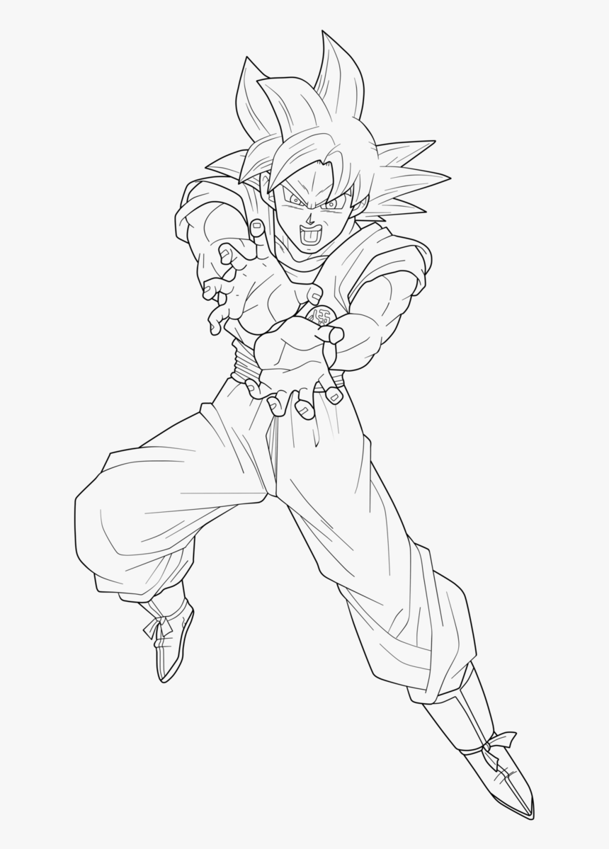 Goku Super Saiyan God Line Art, HD Png Download - kindpng