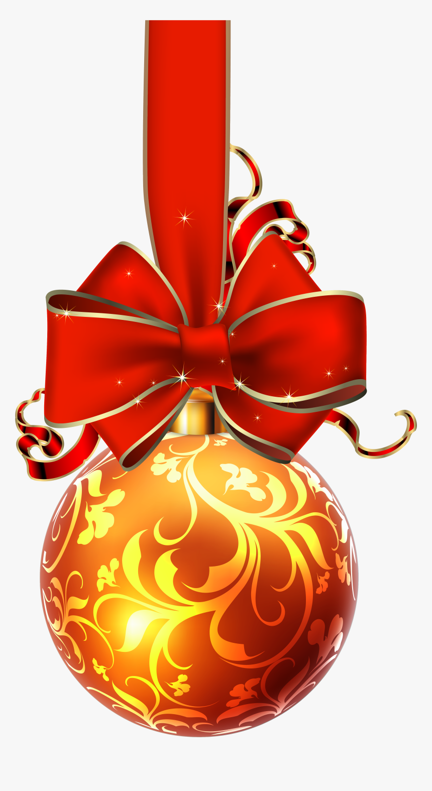 Christmas Ball With Red - Red Christmas Bow Clipart, HD Png Download, Free Download