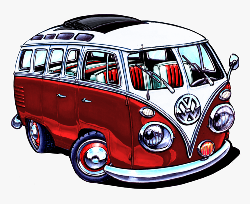Volkswagen Bus Art Print Old VW Camper Van Drawing Poster Wall Art