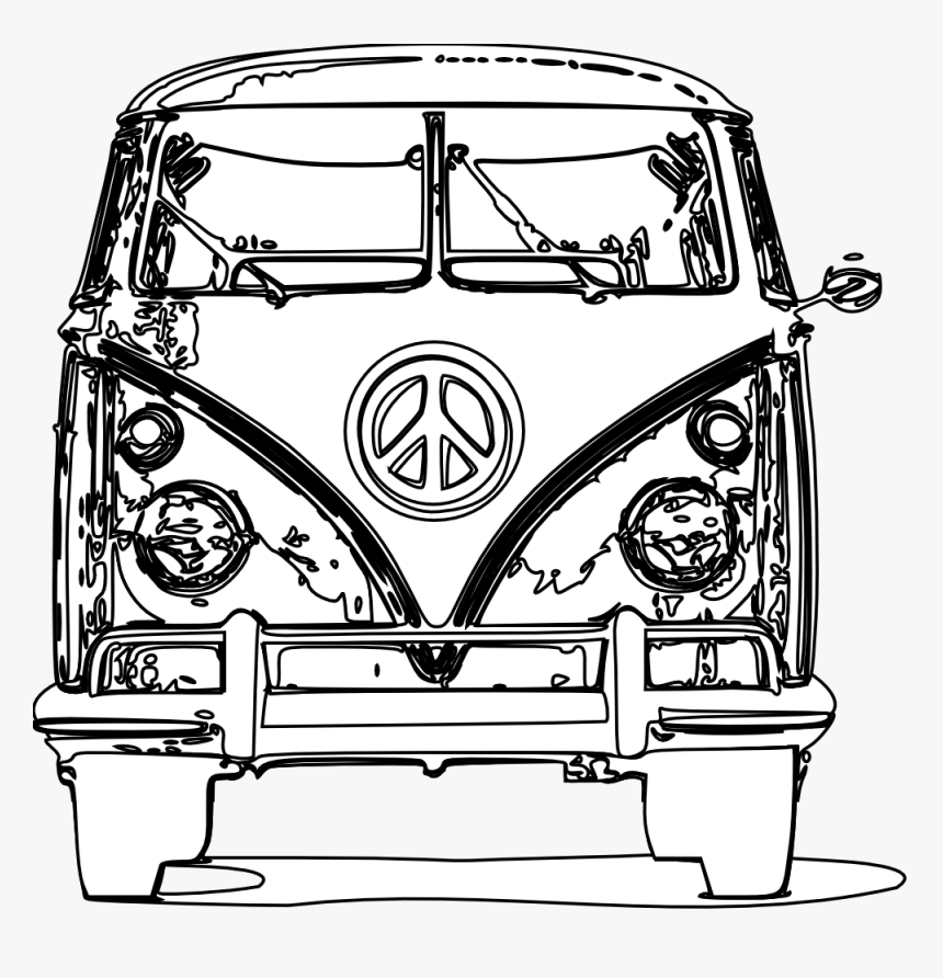 Vw Bus Bulli Black White Line Art Scalable Vector Graphics - Volkswagen Bus Coloring Pages, HD Png Download, Free Download