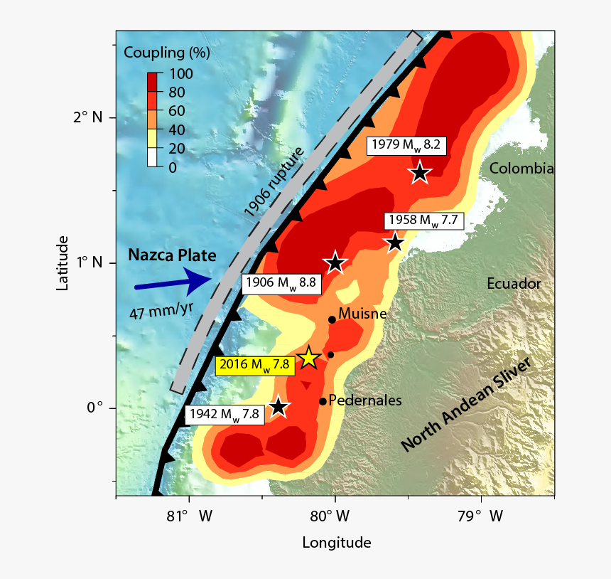 Historical Earthquakes In The Ecuador-colombia Subduction - Ecuador Subduction Zone, HD Png Download, Free Download