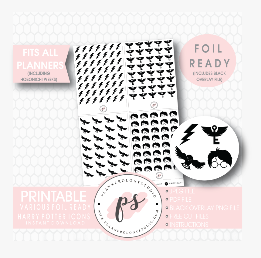 Various Harry Potter Inspired Icon Digital Printable - Planner Moon Phase Stickers, HD Png Download, Free Download
