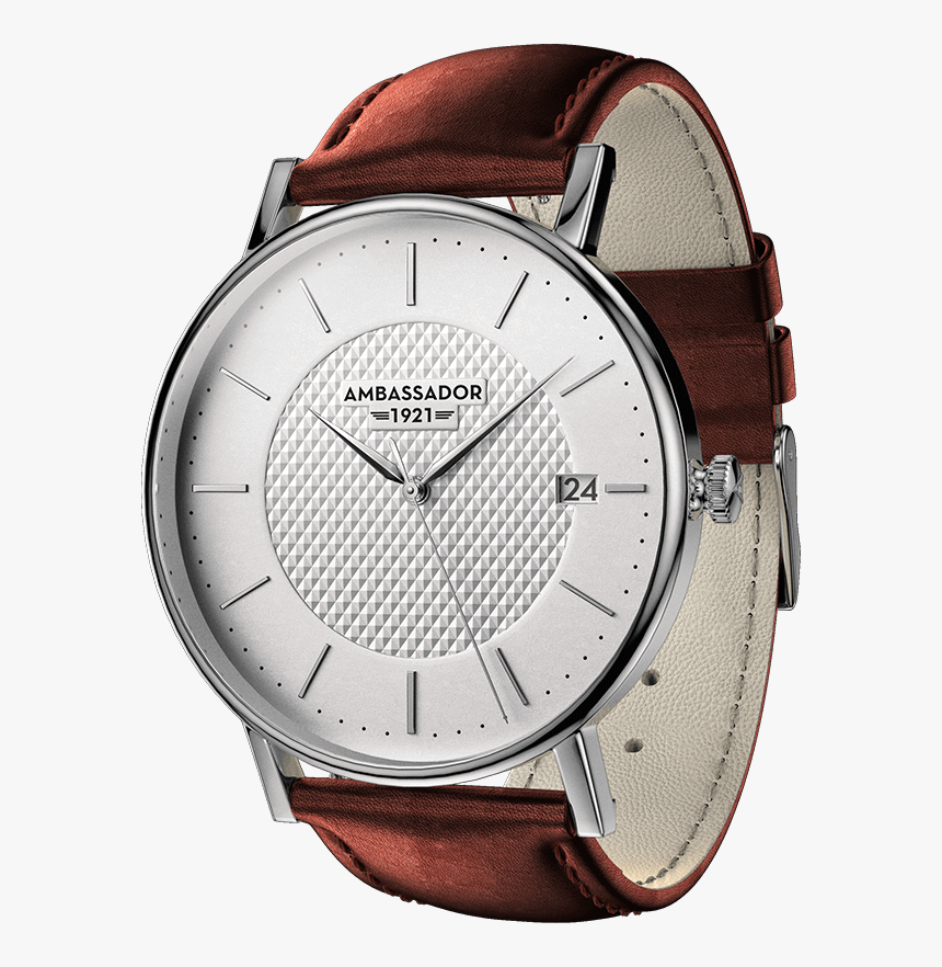 Ambassador - Watch Brown Leather Silver Mens, HD Png Download, Free Download