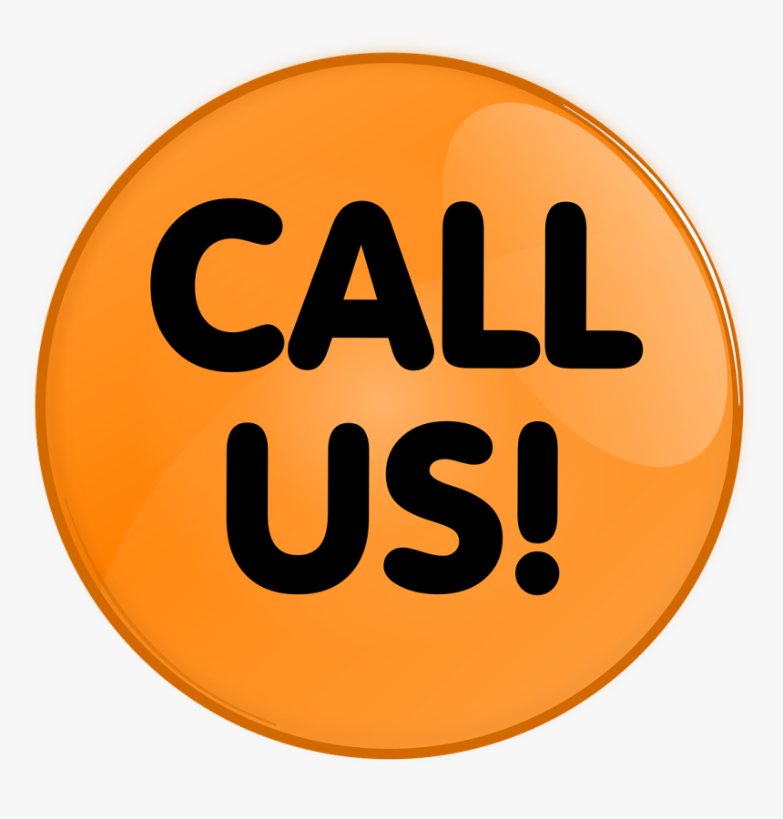 Button Round Contact Call Us Orange Icon Symbol - Contact Us Icon Transparent Round, HD Png Download, Free Download