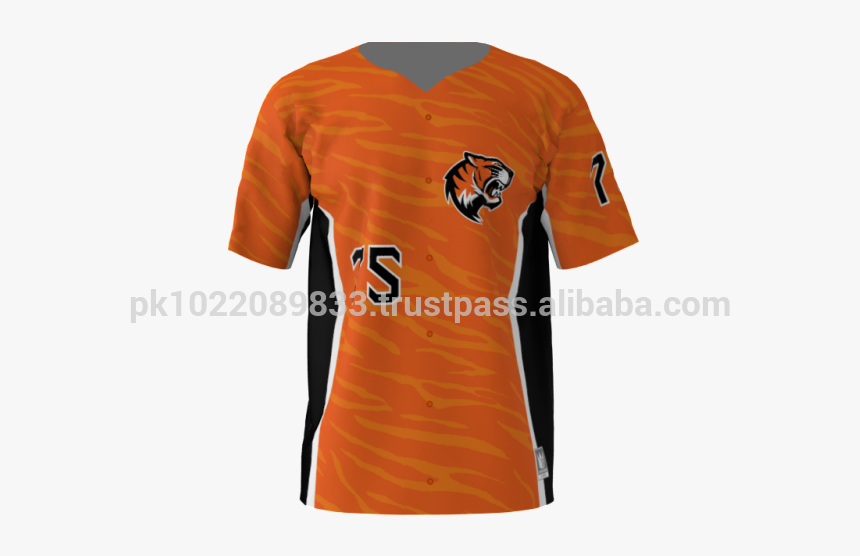 Custom Full Button Sublimated Tigers Orange Baseball - Active Shirt, HD Png Download, Free Download