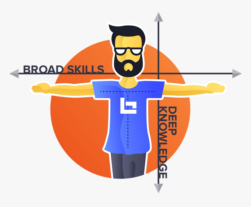 T-shaped Illustration Showing Broad Skills And Deep - T Shaped Person Icon, HD Png Download, Free Download