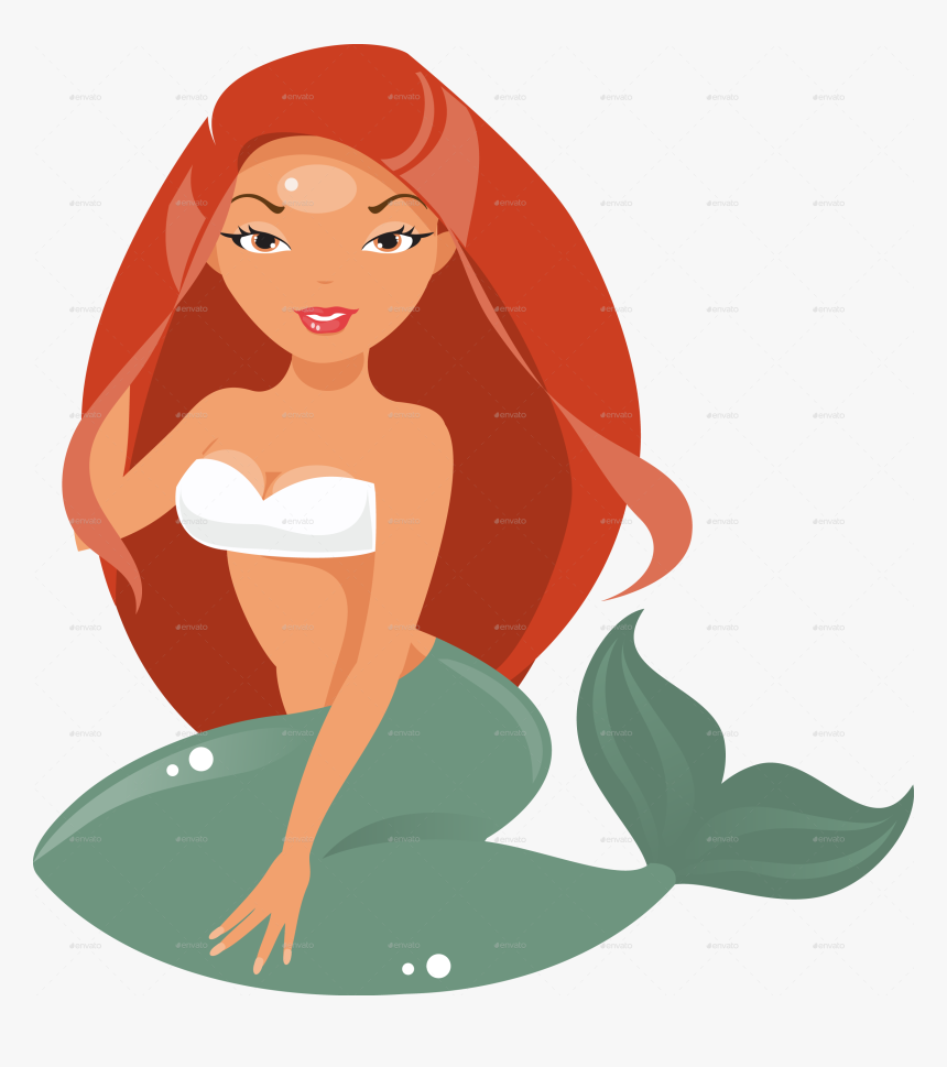 Transparent Cute Mermaid Png - Cartoon, Png Download, Free Download