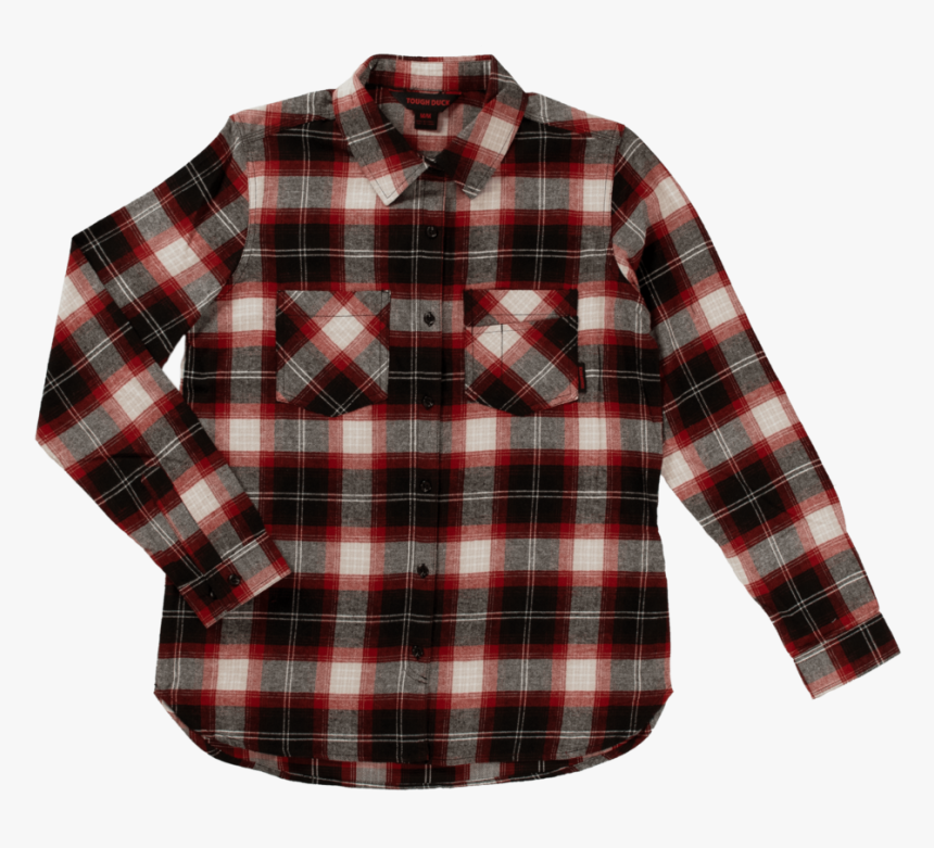 Tough Duck Womens Flannel Shirt Red Plaid Front View, HD Png Download ...