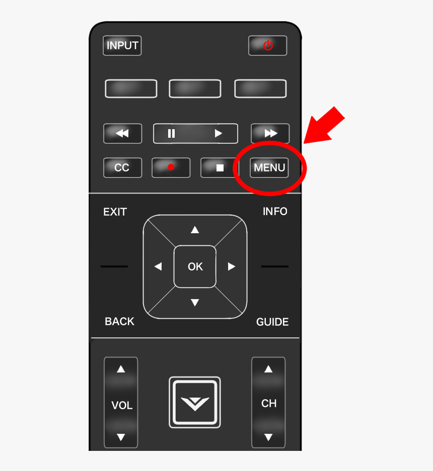 Vizio Remote - Press Menu, HD Png Download, Free Download