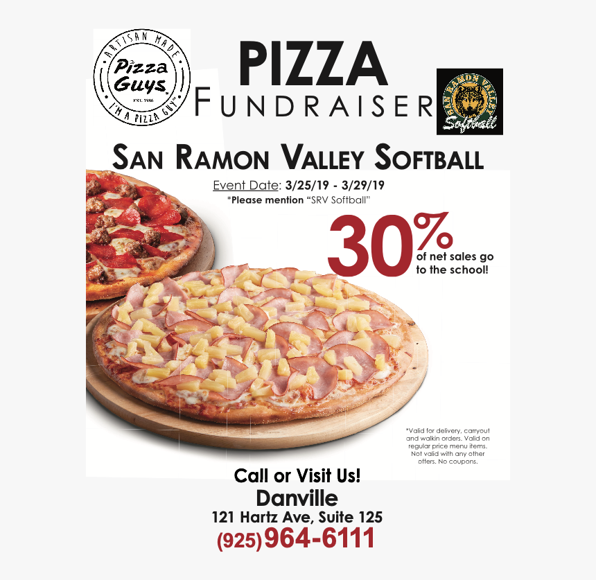 Pizza Guys Will Give Back 30% Of Net Sales To Srv Softball, HD Png Download, Free Download