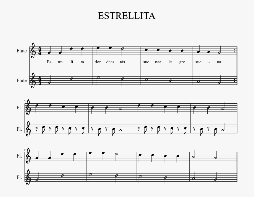 Estrellita Sheet Music 1 Of 1 Pages, HD Png Download, Free Download