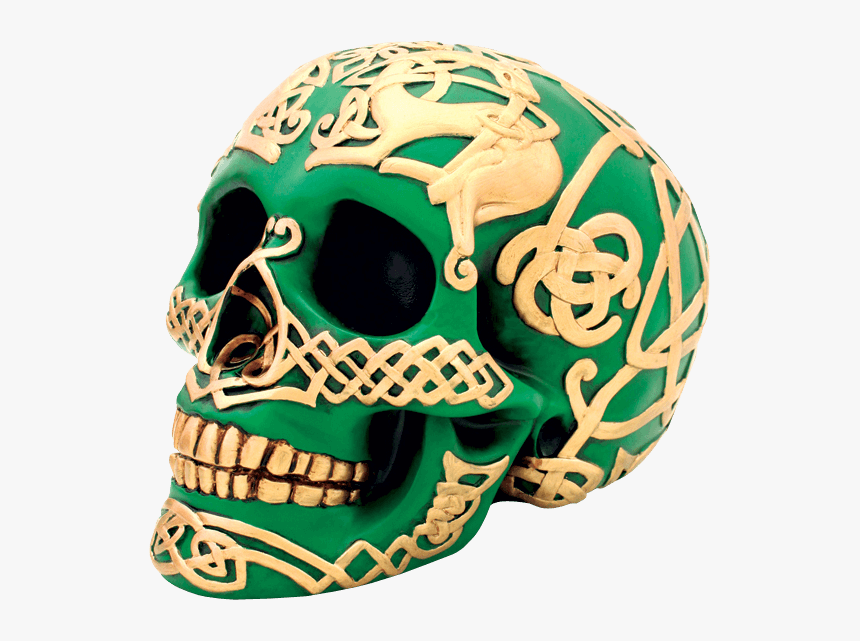 Green And Gold Celtic Skull Statue, HD Png Download, Free Download