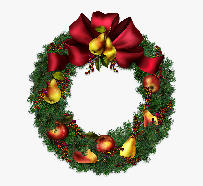 Christmas Clip Art - Transparent Background Christmas Wreath Art, HD Png Download, Free Download