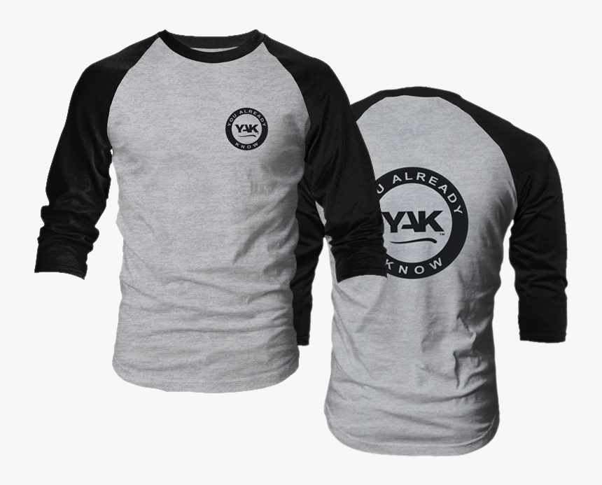 Download Yak Raglan 3 Quarter Sleeve T Shirt 1 Black Sport Gray Sleeve Hd Png Download Kindpng