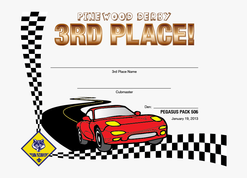 Pinewood Derby Award Certificate Template Just B Cause - Pinewood Derby Certificate 2nd Place, HD Png Download, Free Download