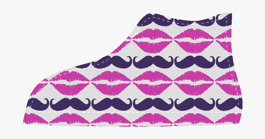 Hot Pink Hipster Mustache And Lips Women"s High Top, HD Png Download, Free Download