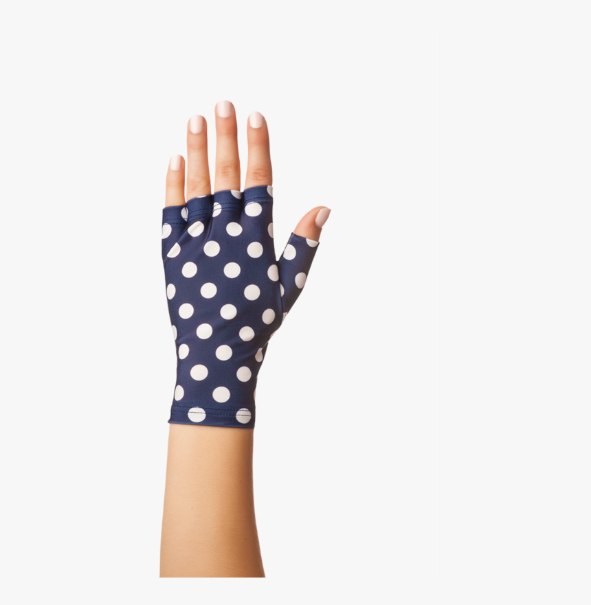 Navy Polka Dot Solfingerless, Fingerless Sun Protection, HD Png Download, Free Download