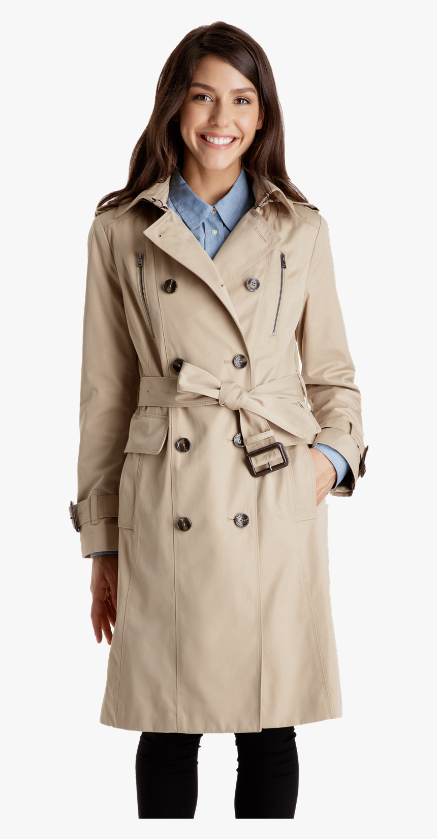 Classic Double Breasted Trench Coat London Fog , Transparent, HD Png Download, Free Download