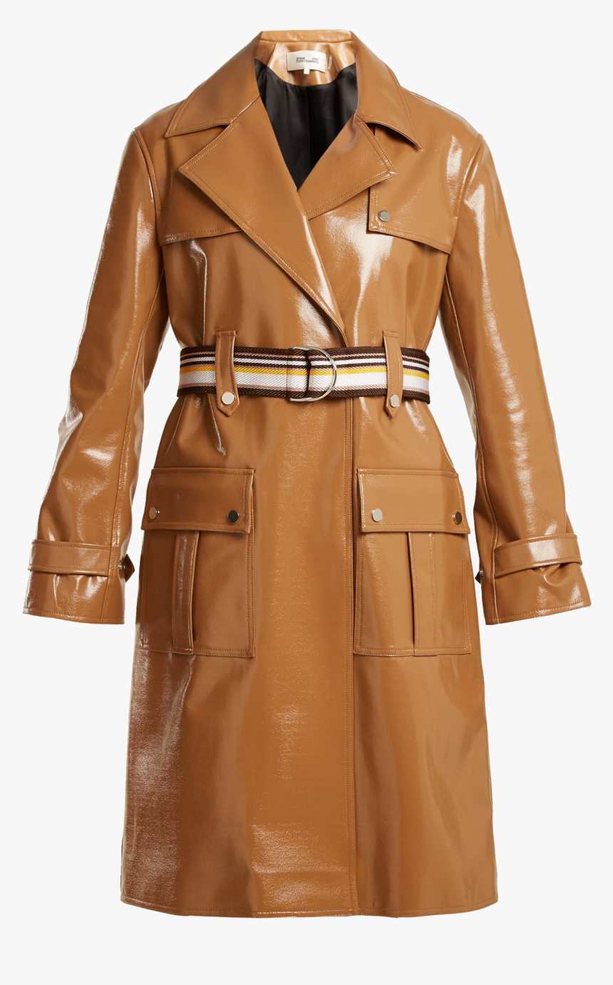 Diane Von Furstenberg Contrast-belt Vinyl Trench Coat, HD Png Download, Free Download