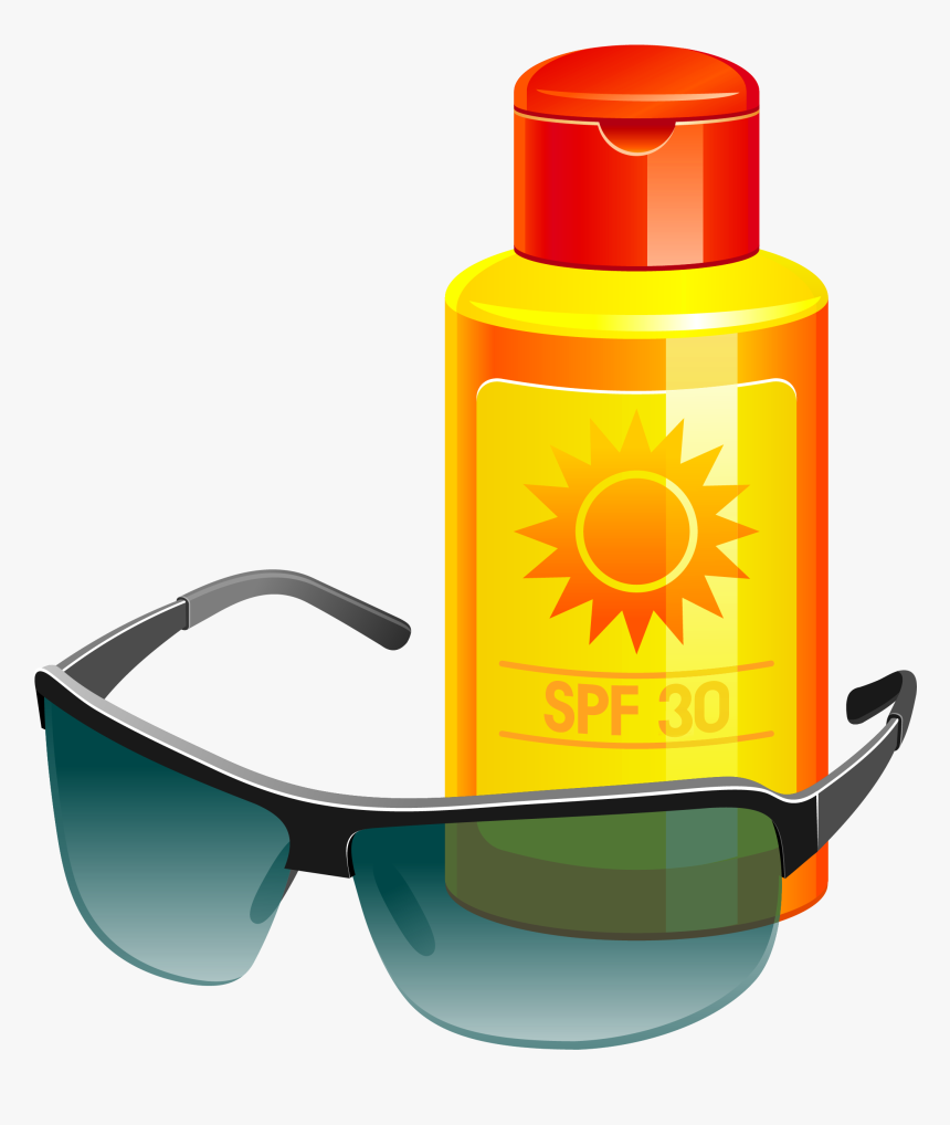 And Sun Lotion Vector Tanning Sunglass Sunscreen Clipart, HD Png Download, Free Download