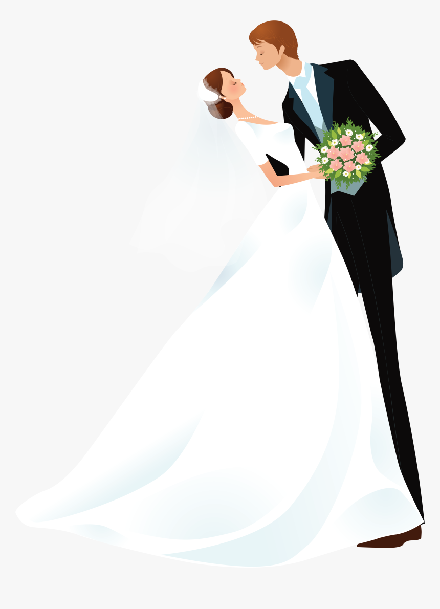 Cartoon Wedding Dress, HD Png Download - kindpng